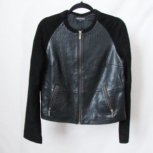 TOMMY HILFIGER Black leather Moto Jacket Zip Black Leather Jacket- Small petite